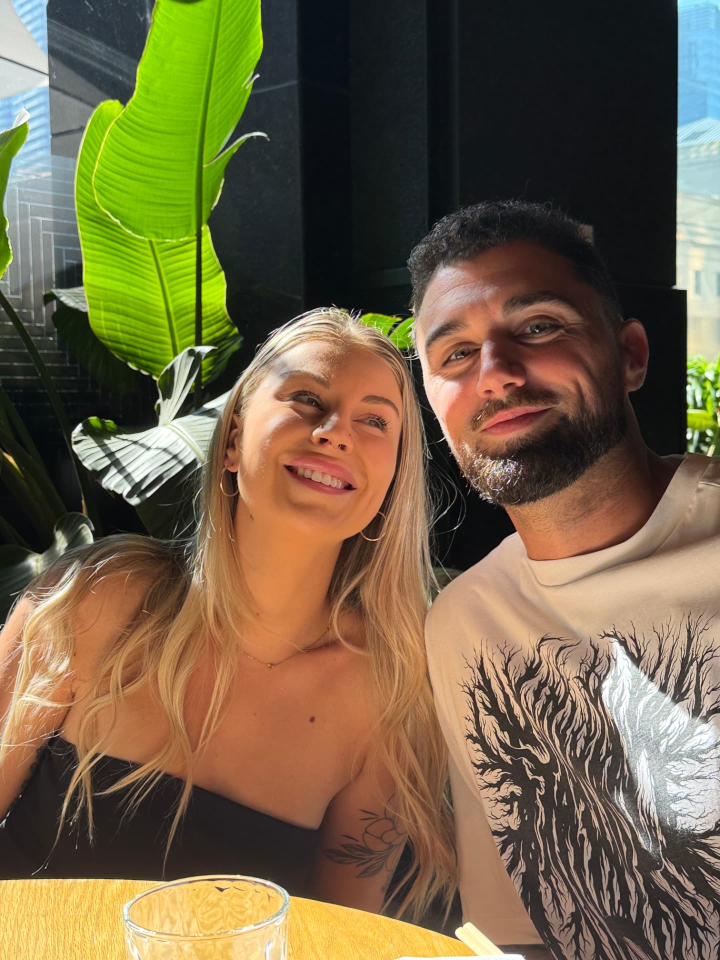 Nicole and David enjoying a sunny lunch together