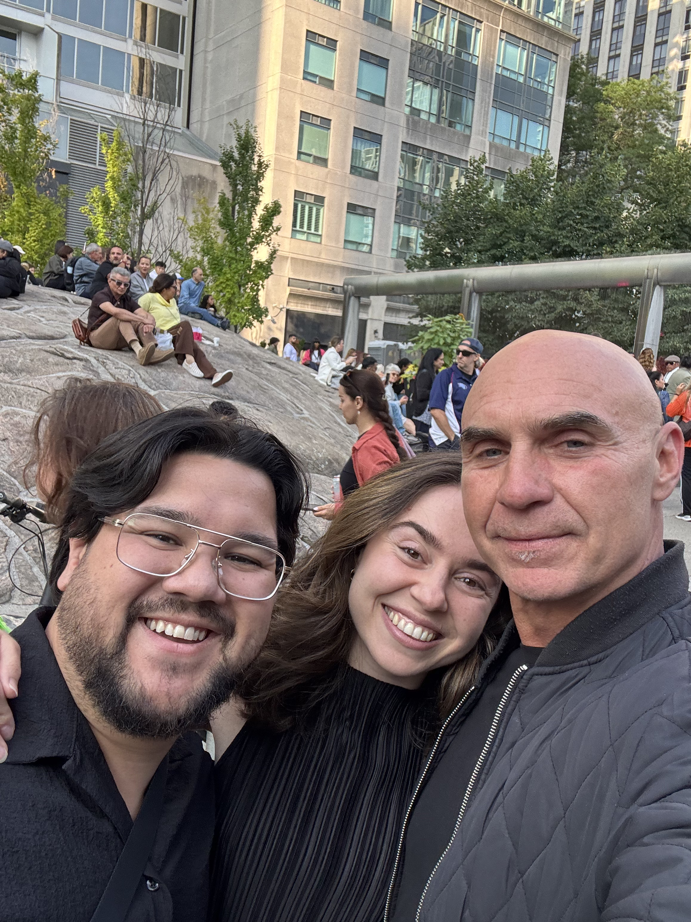 An evening outdoors downtown with family