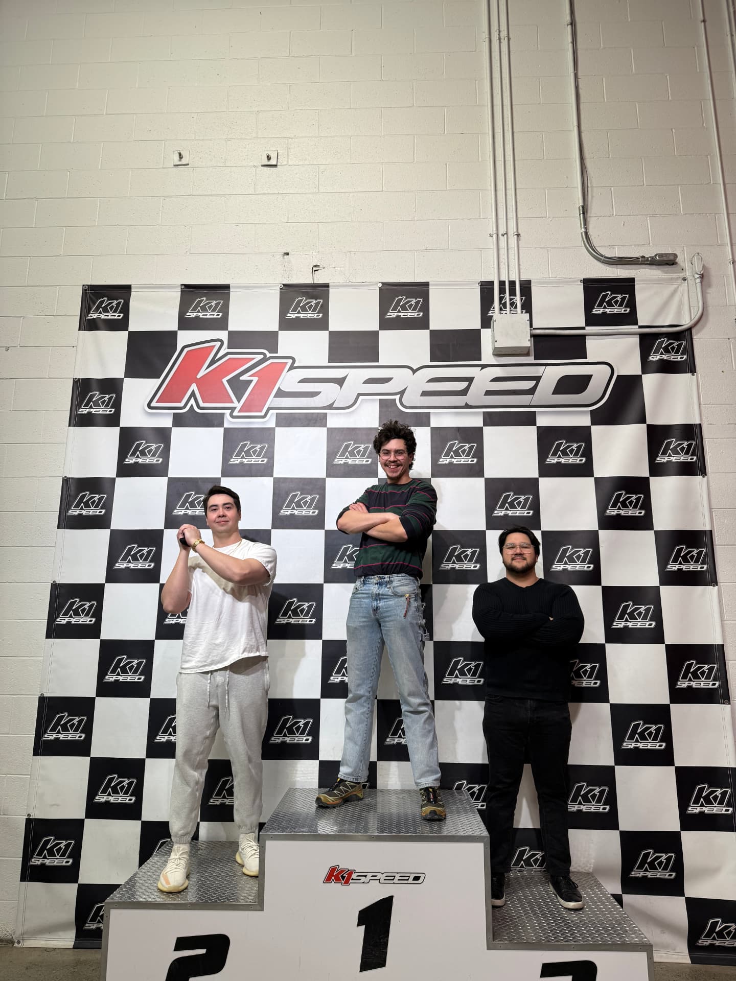 Go-karting podium with the boys
