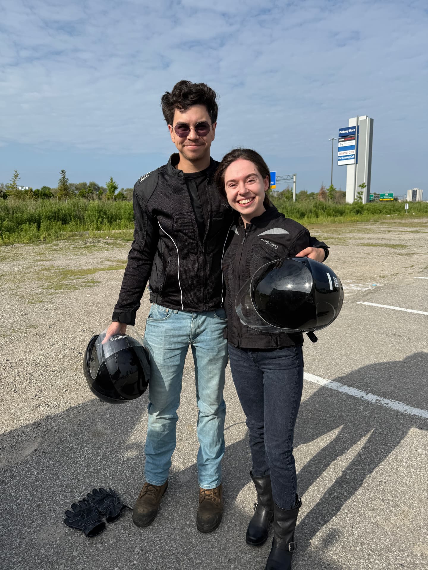Friends ready for a motorcycle ride in Toronto