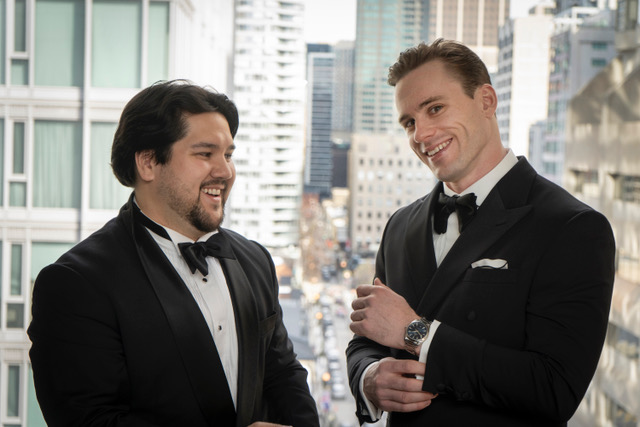 Smiling together before the big moment